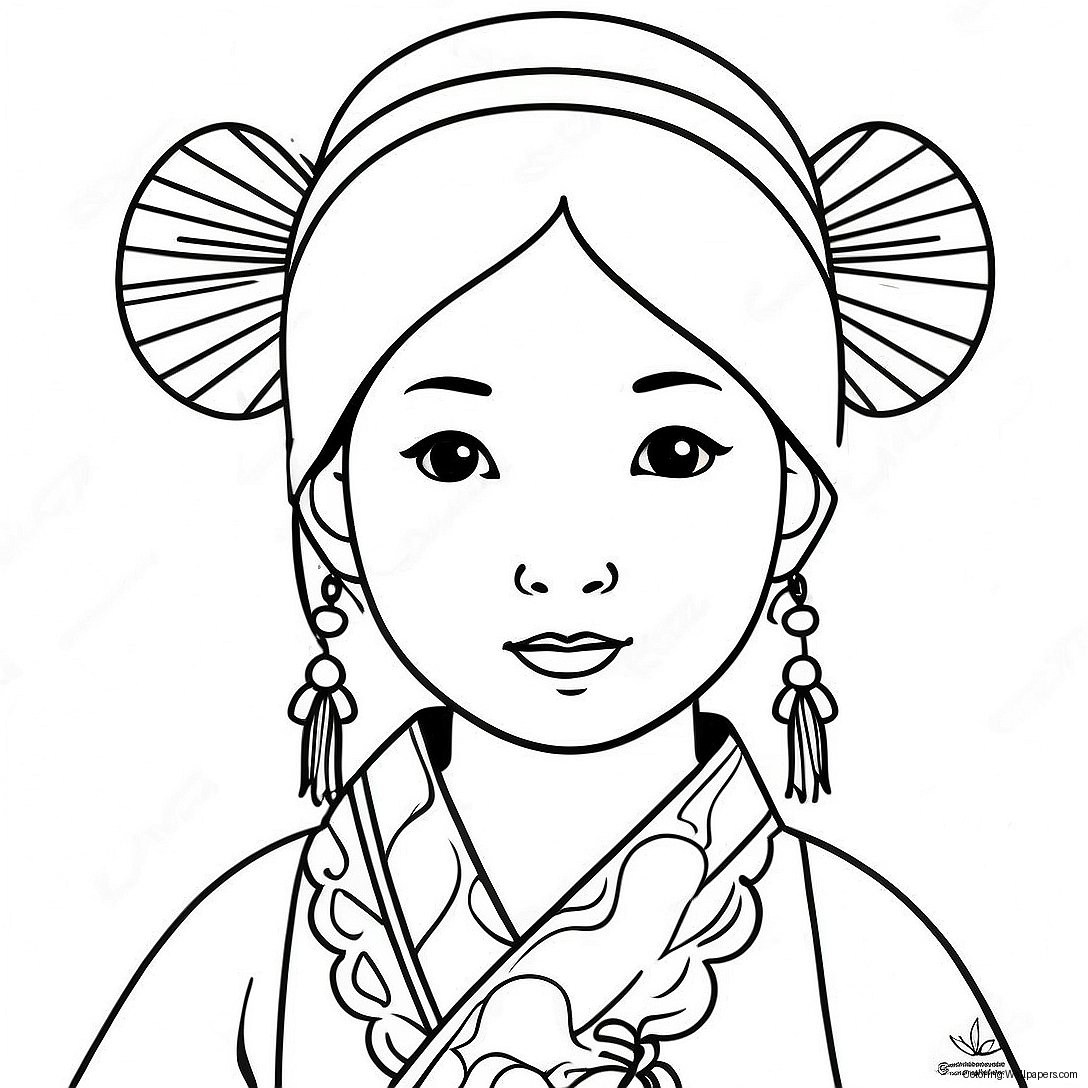 Korean Girl In Traditional Hanbok Coloring Page 53224