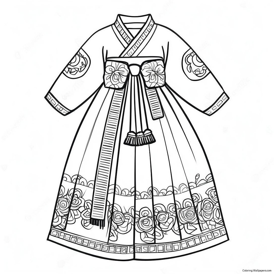 Kore Geleneksel Hanbok Boyama Sayfası 13650