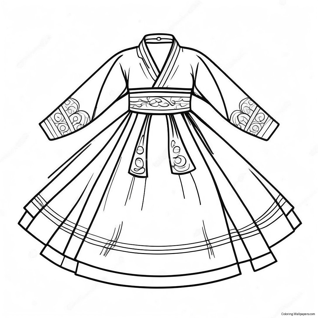 Korean Traditional Hanbok Coloring Page 13652