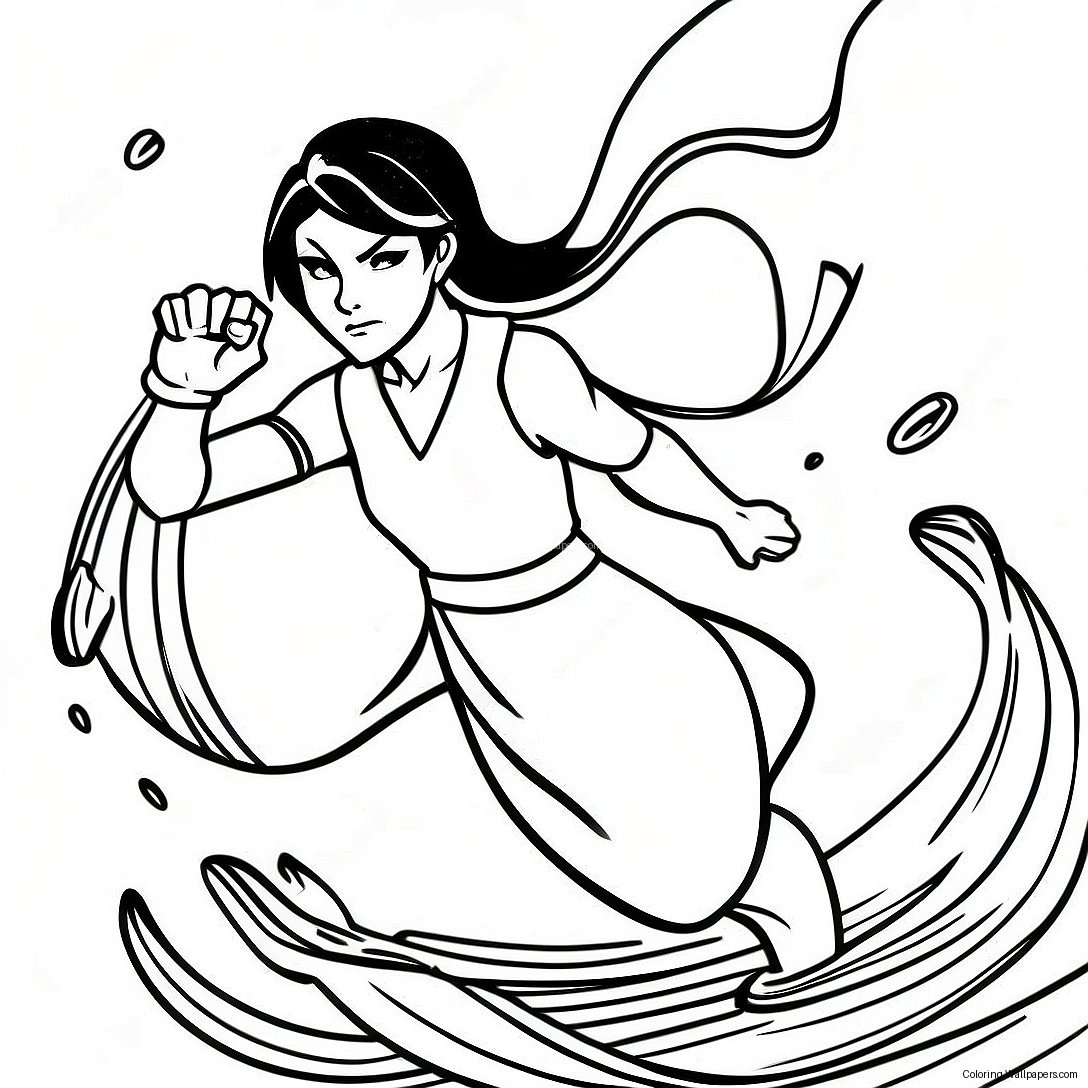 Korra In Waterbending Pose Coloring Page 24012