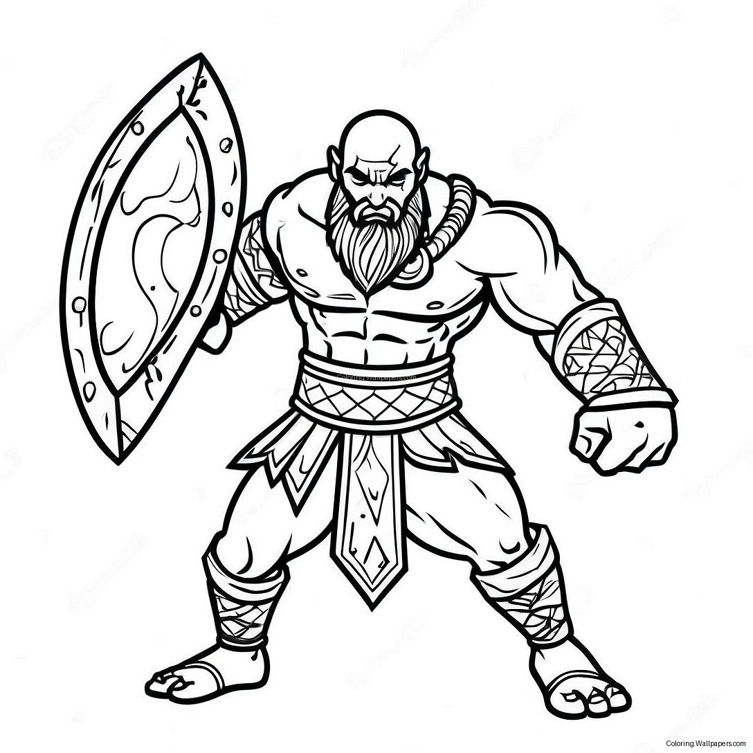 Kratos In Battle Pose Coloring Page 15202