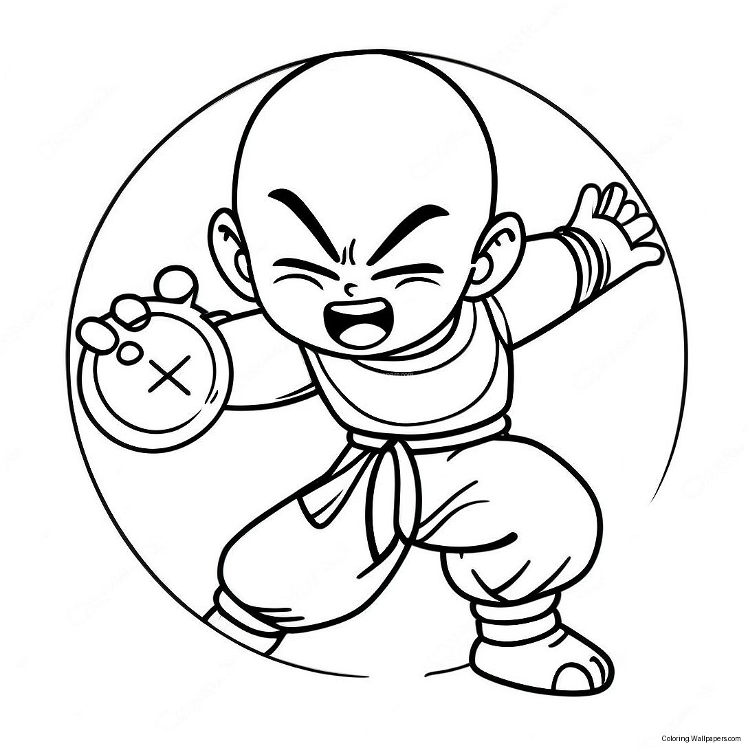 Krillin With Energy Ball Coloring Page 46941