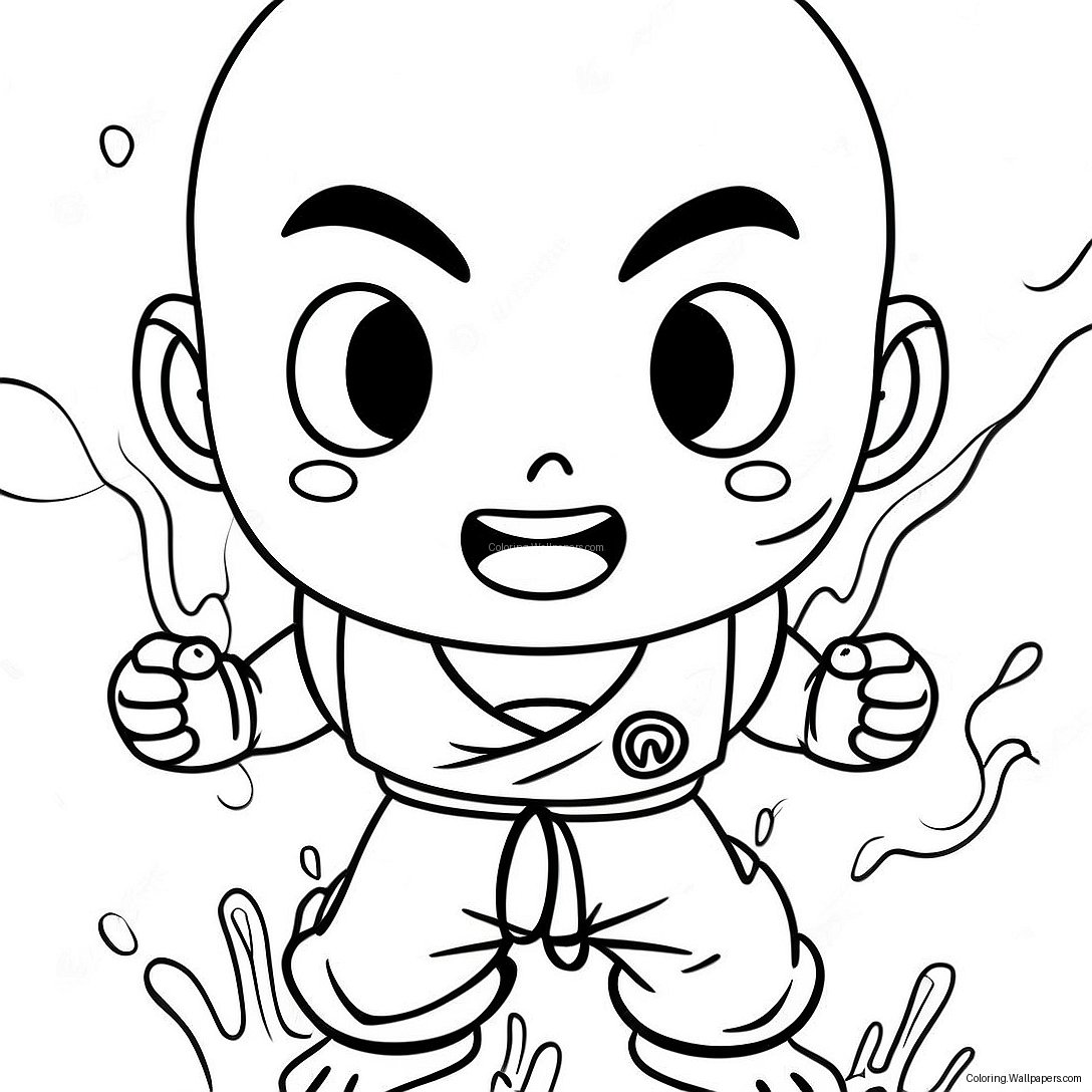 Página Para Colorear De Krillin Con Bola De Energía 46943