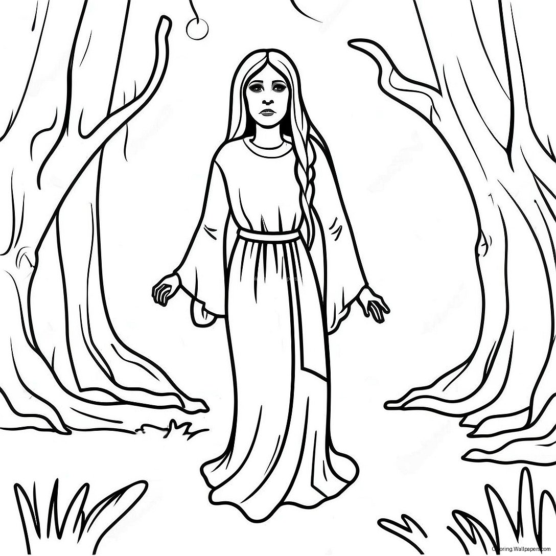 La Llorona Dans Une Page À Colorier De Forêt Sombre 42401