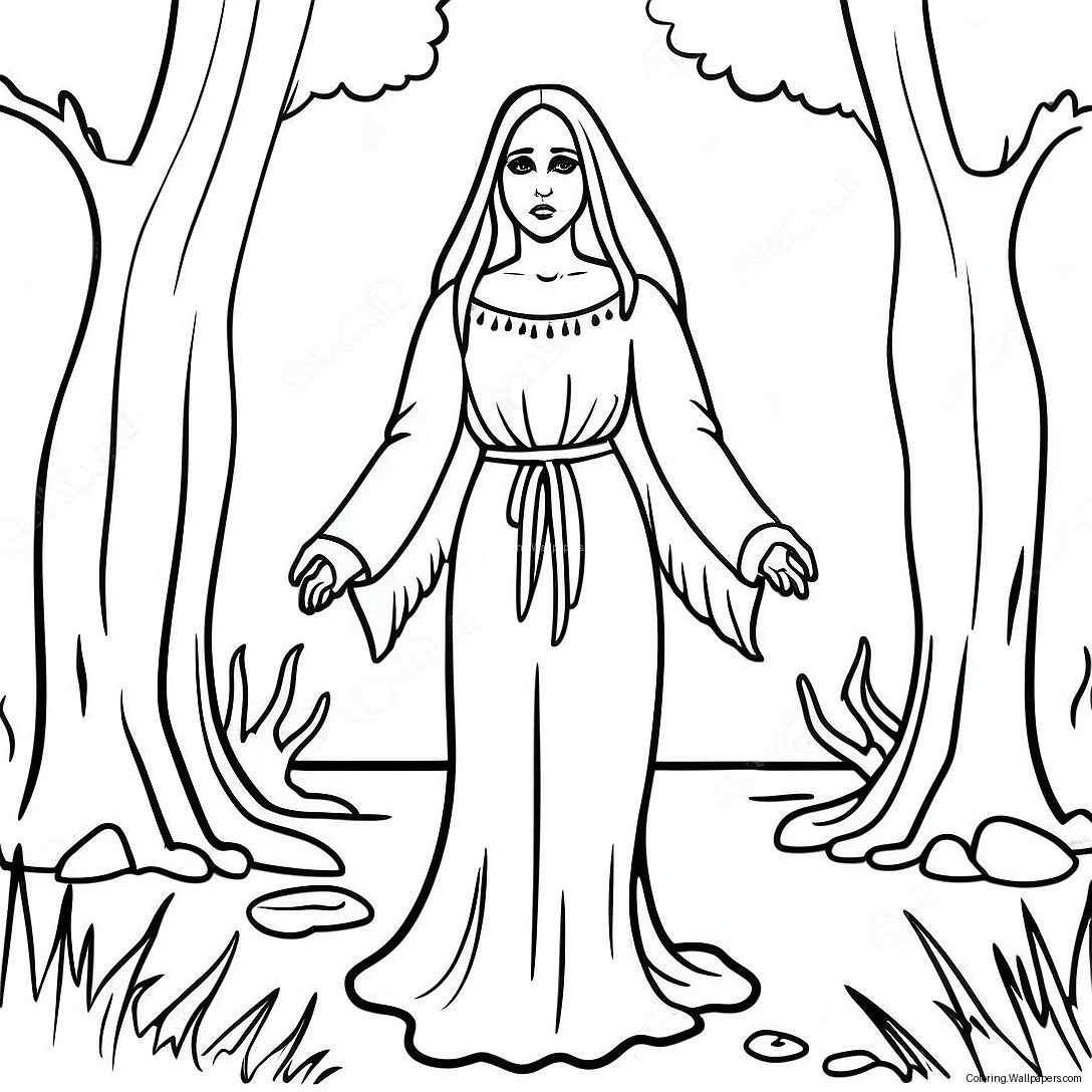 La Llorona Em Uma Floresta Escura Página Para Colorir 42402