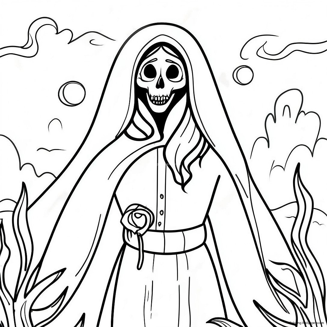 Página Para Colorear Del Fantasma Espeluznante De La Llorona 42398