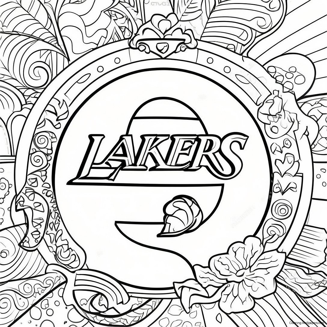 หน้าระบายสี โลโก้ Lakers 20395