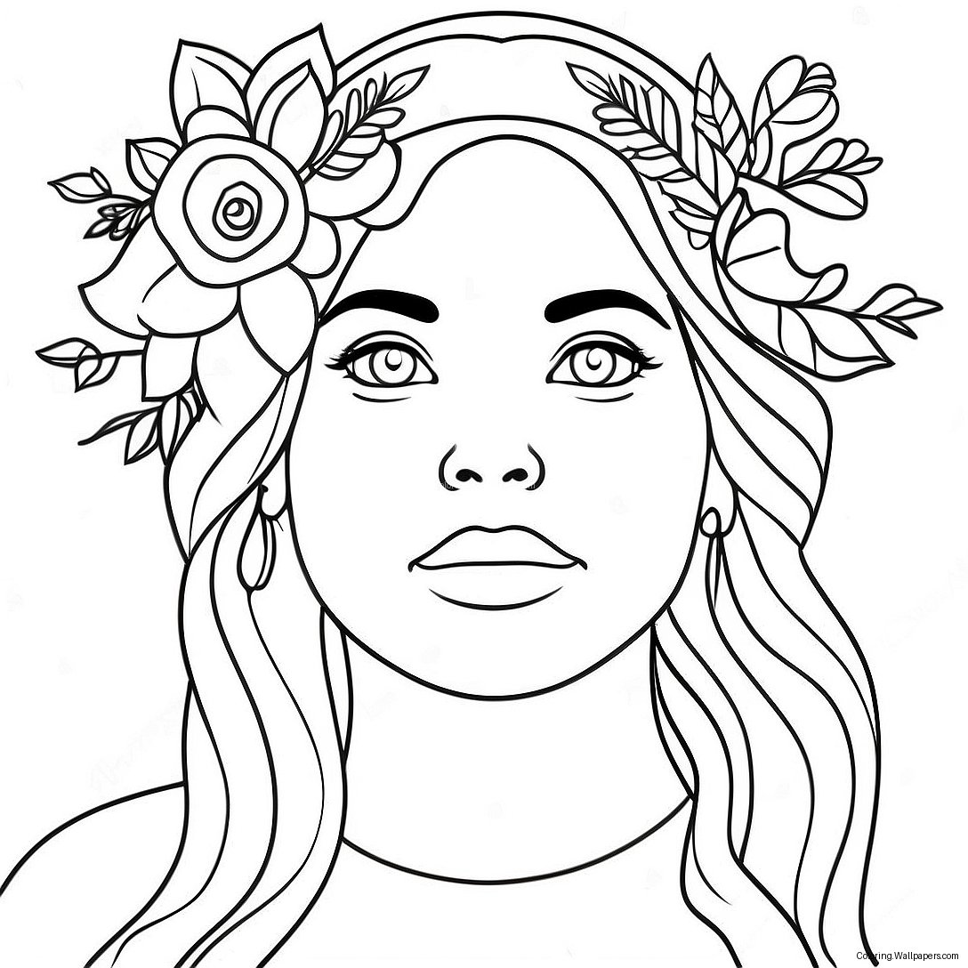 Página Para Colorear De Lana Verde Con Corona De Flores 48420