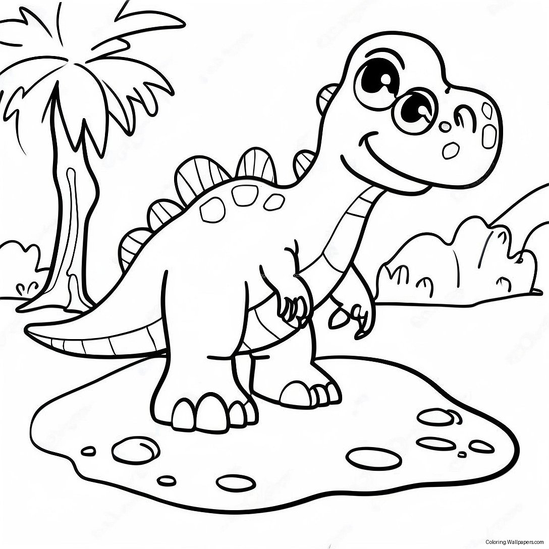 Página Para Colorear De Gran Huella De Dinosaurio 53021