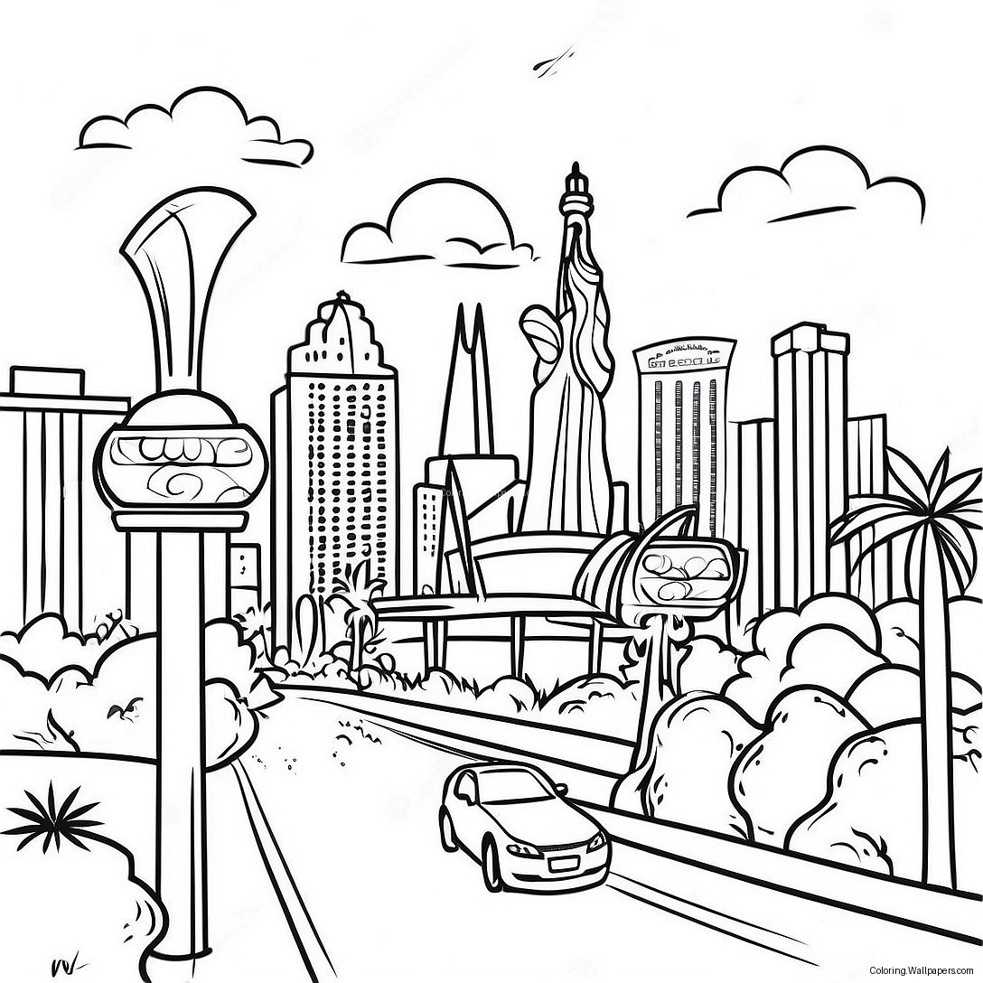 Page À Colorier La Ligne D'horizon De Las Vegas Strip 44142