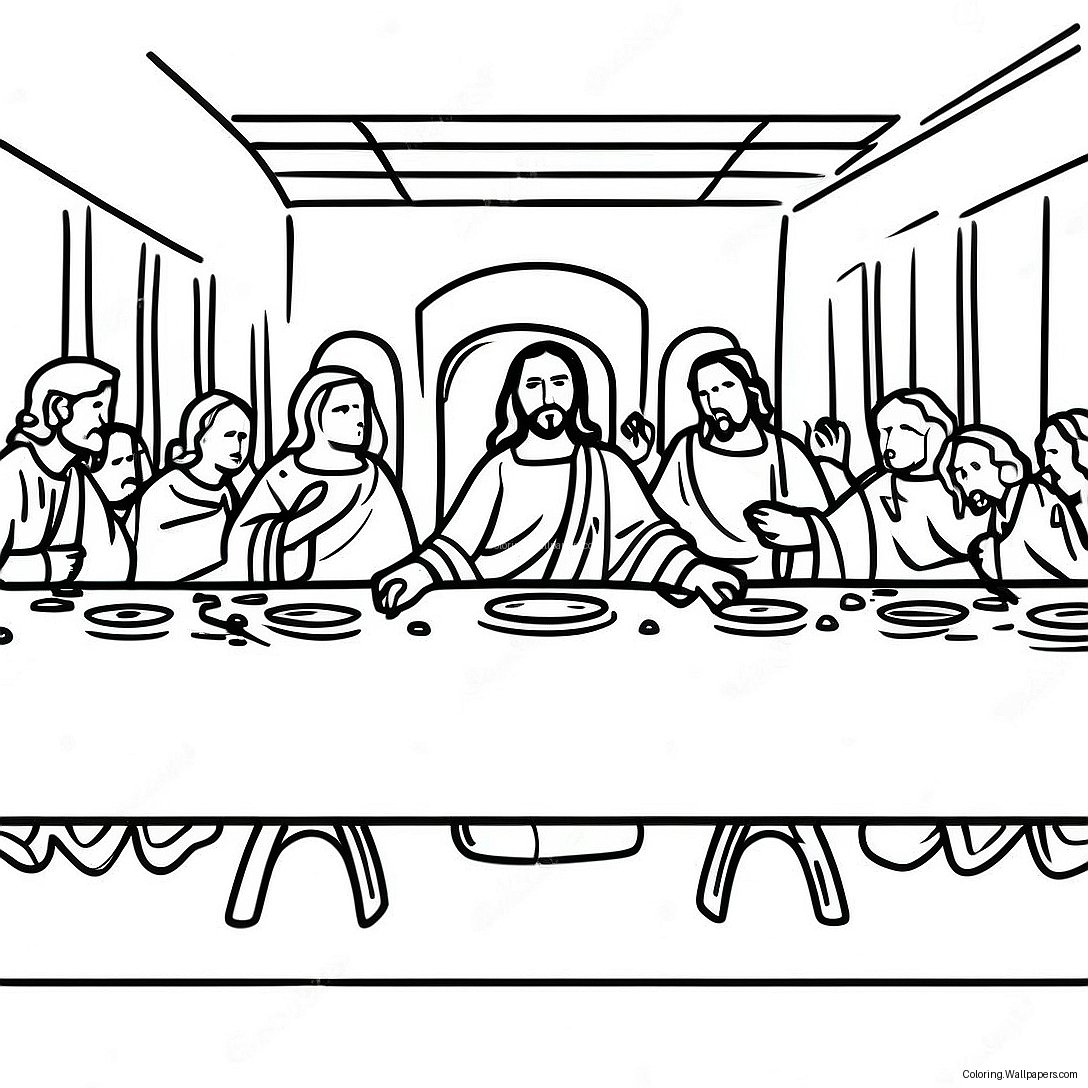 Last Supper With Colorful Disciples Coloring Page 27789