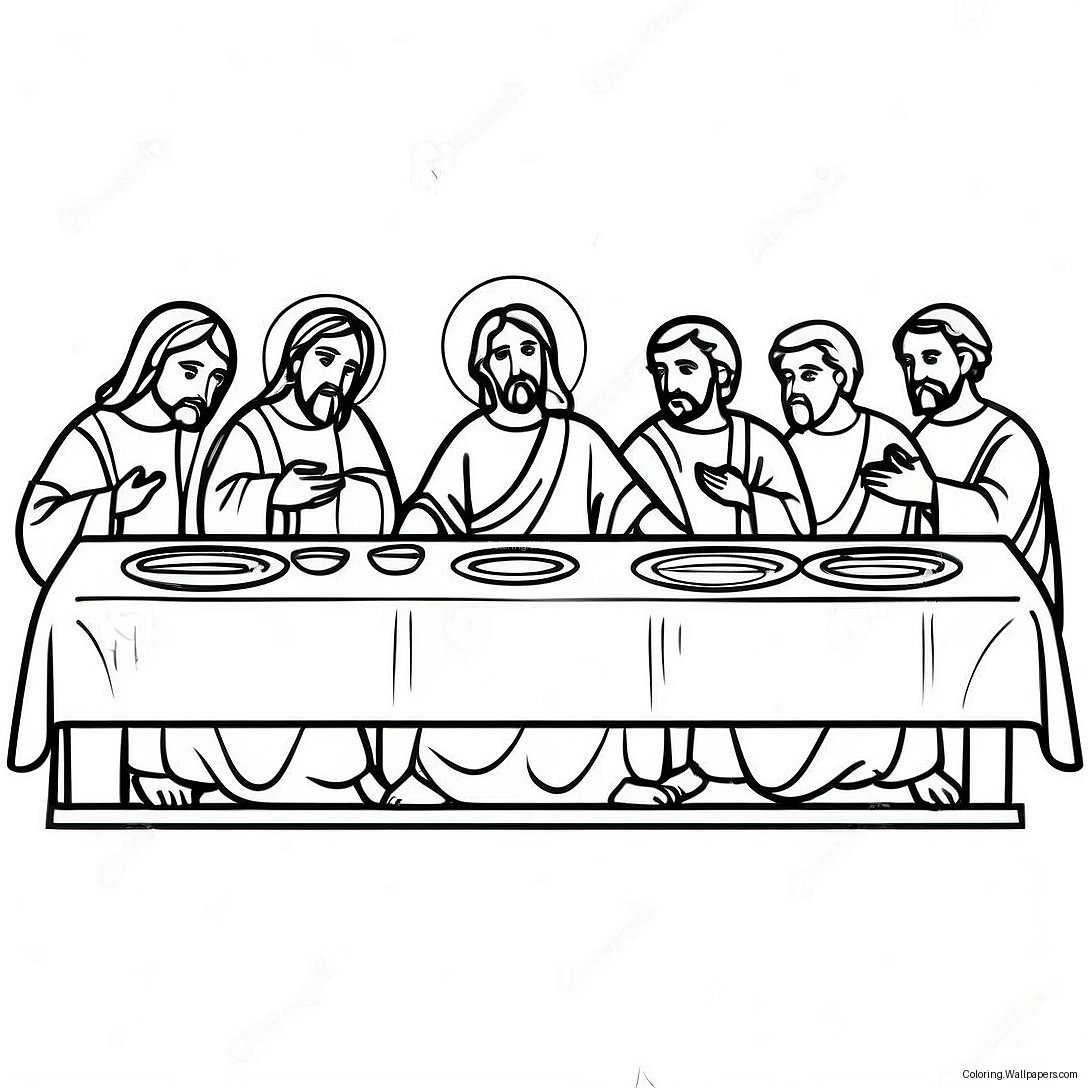 Last Supper With Colorful Disciples Coloring Page 27790