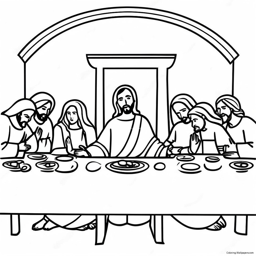 Last Supper With Colorful Disciples Coloring Page 27791