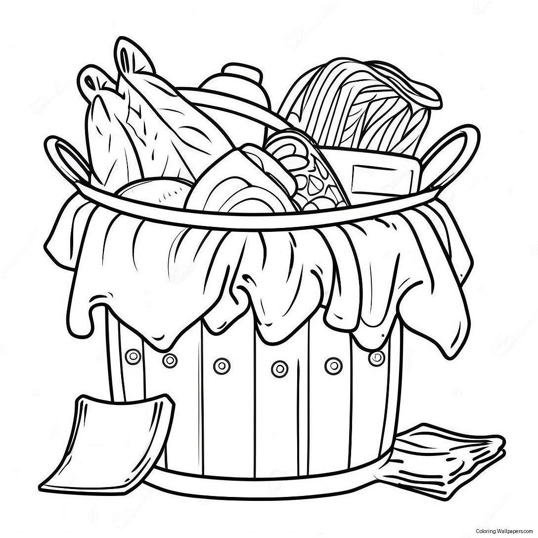 Laundry Basket Overflowing With Clothes Coloring Page 44559