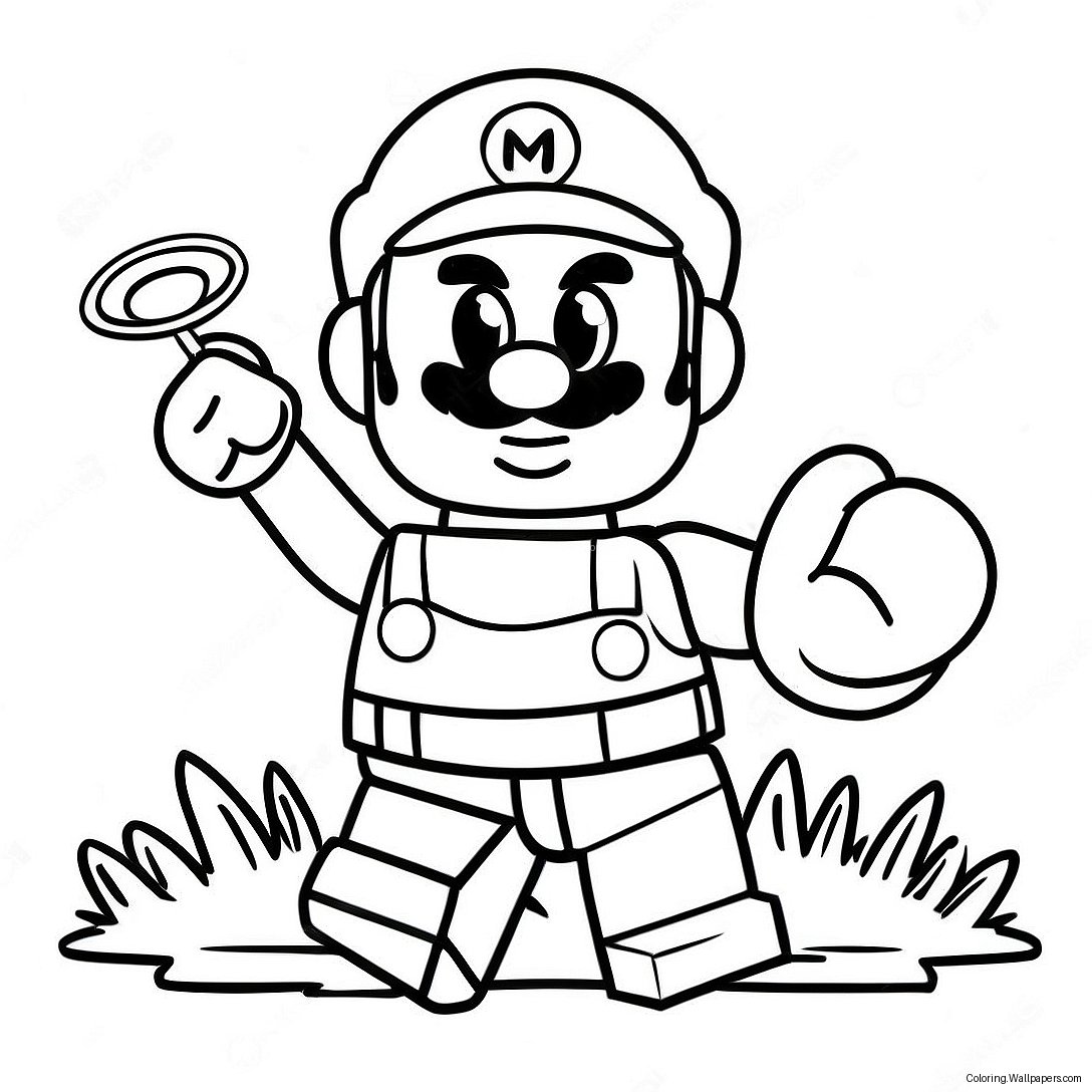 Página Para Colorear De Lego Mario 9167