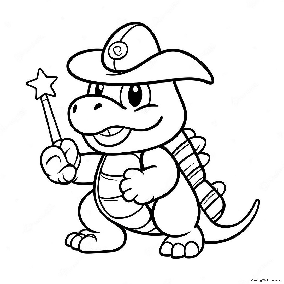 Lemmy Koopa Met Kleurrijke Toverstok Kleurplaat 23857