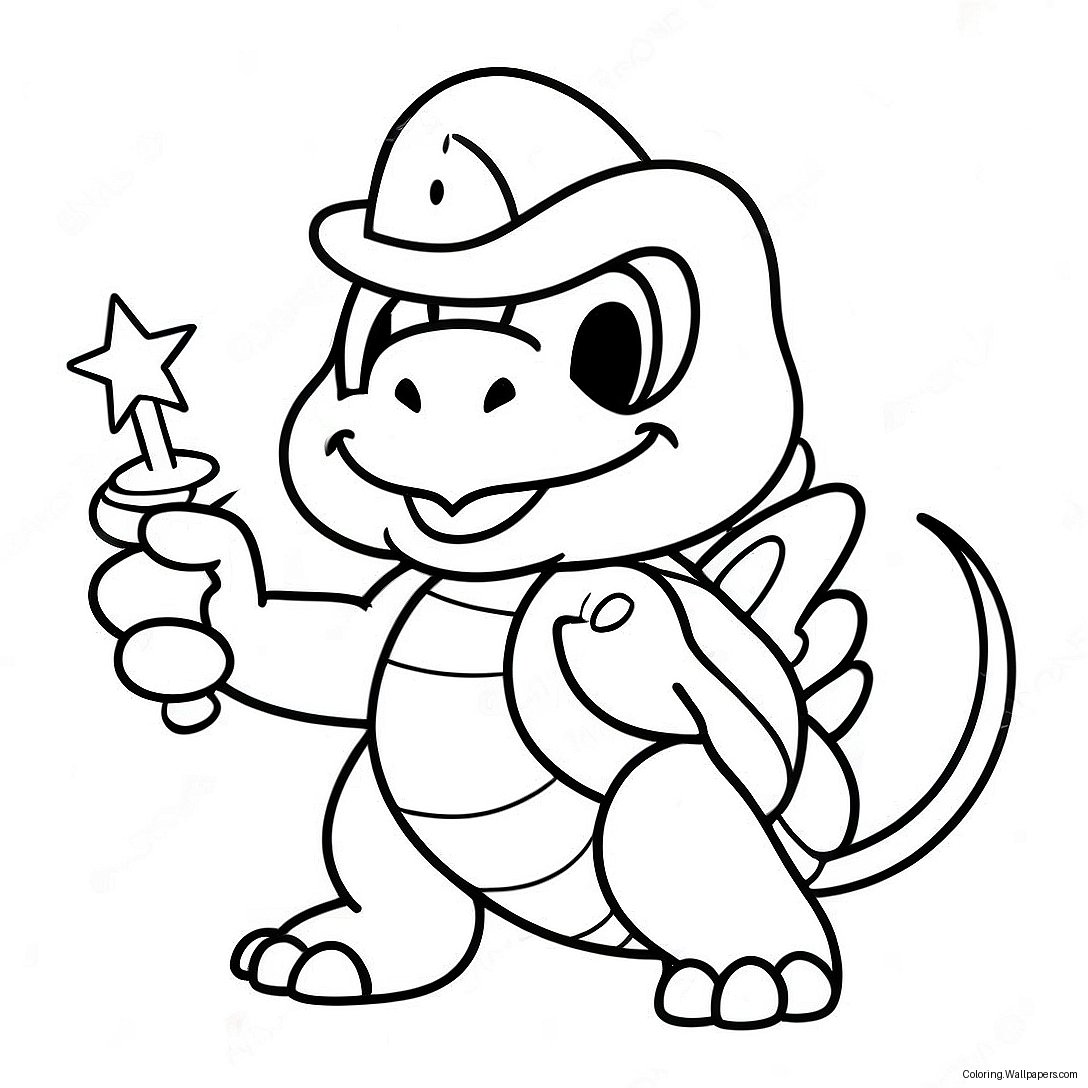 Lemmy Koopa Met Kleurrijke Toverstok Kleurplaat 23860