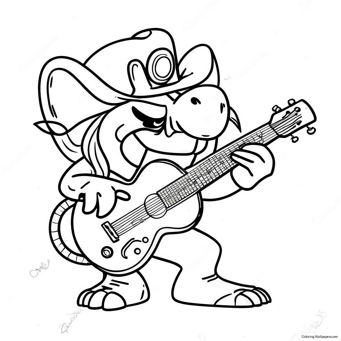 Lemmy Koopaling Playing Guitar Coloring Page 25049