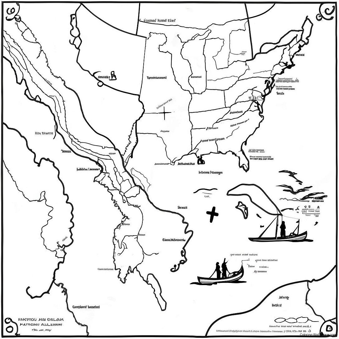 Page À Colorier Carte De L'expédition De Lewis Et Clark 39701