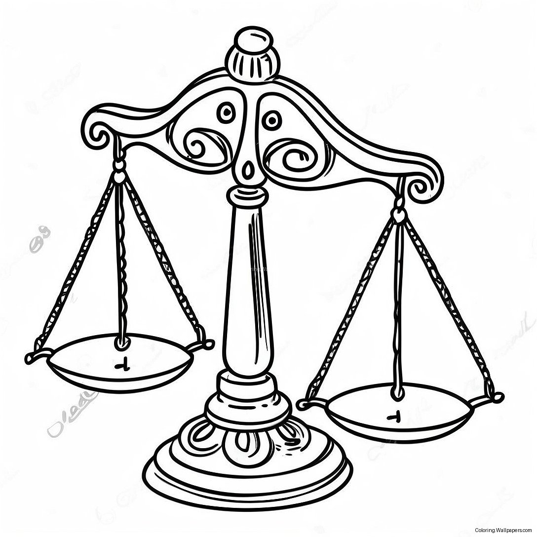 Libra Scales Coloring Page 23564