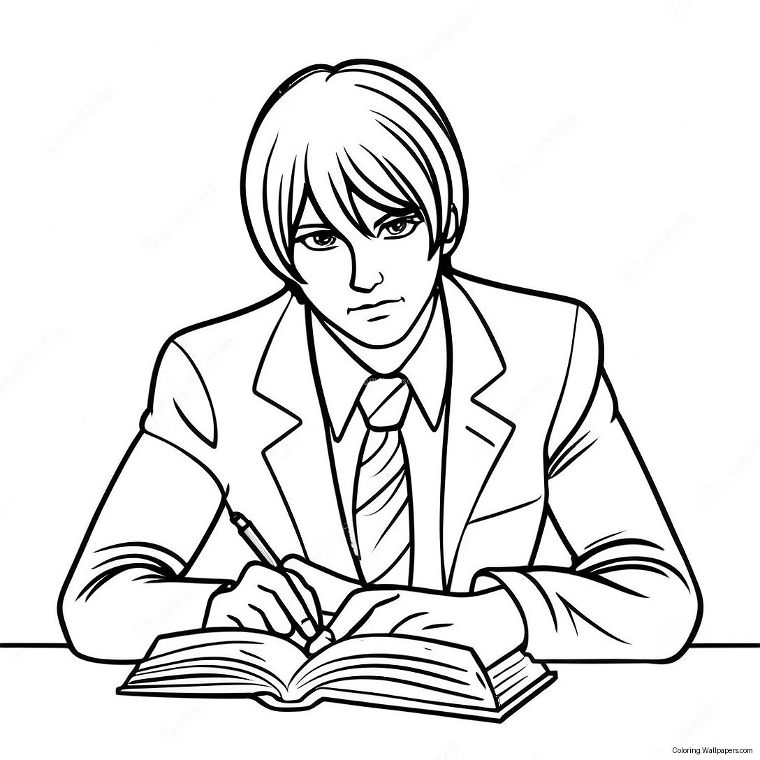 Light Yagami With Notebook Coloring Page 11841