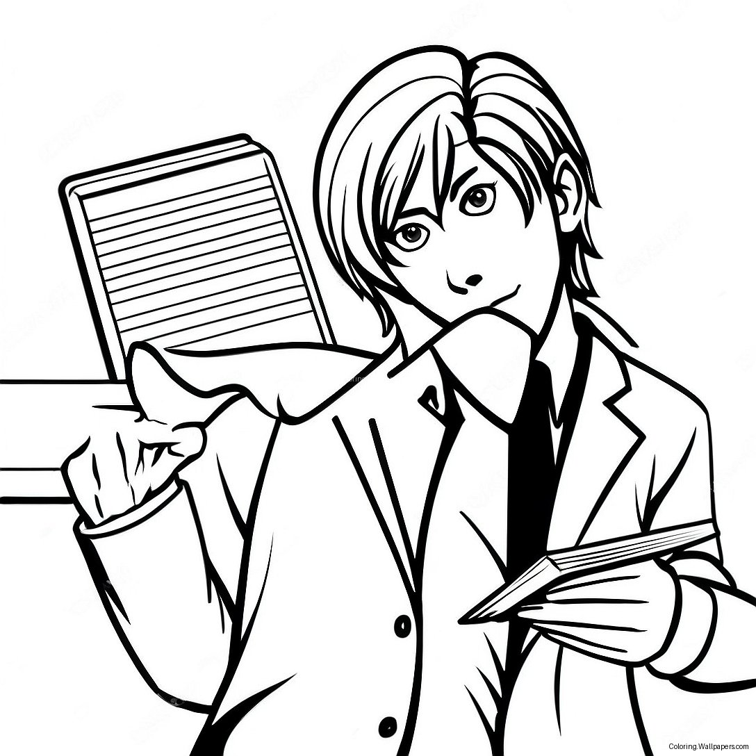 Light Yagami Med Anteckningsbok Målarbild 11842