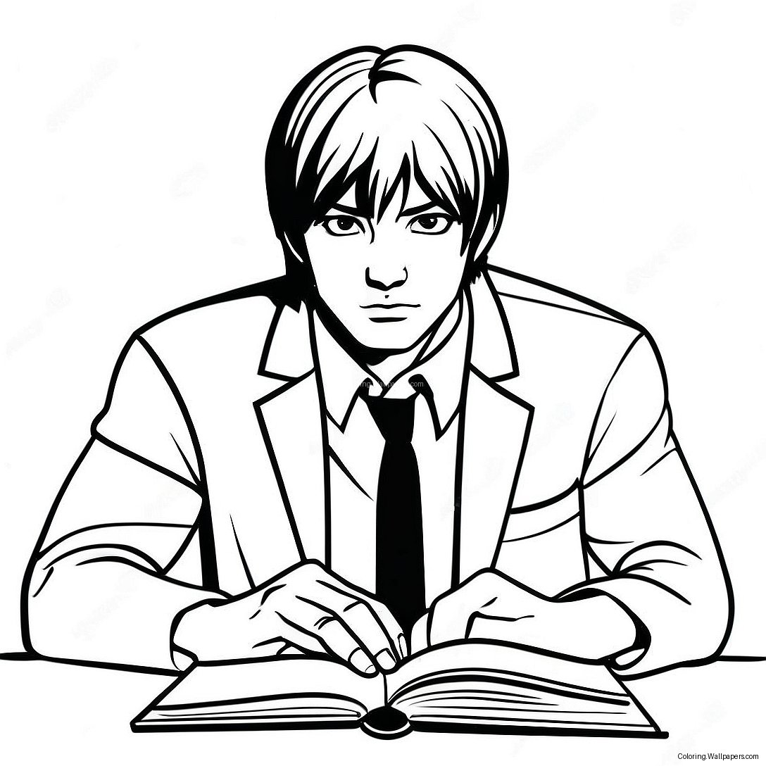 Light Yagami Mit Notizbuch Ausmalbild 11844