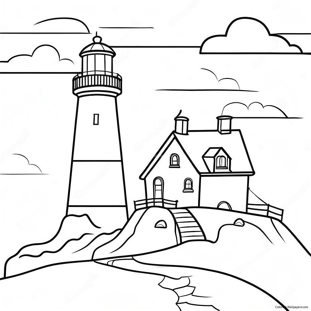 Lighthouse At Sunset Coloring Page 29225