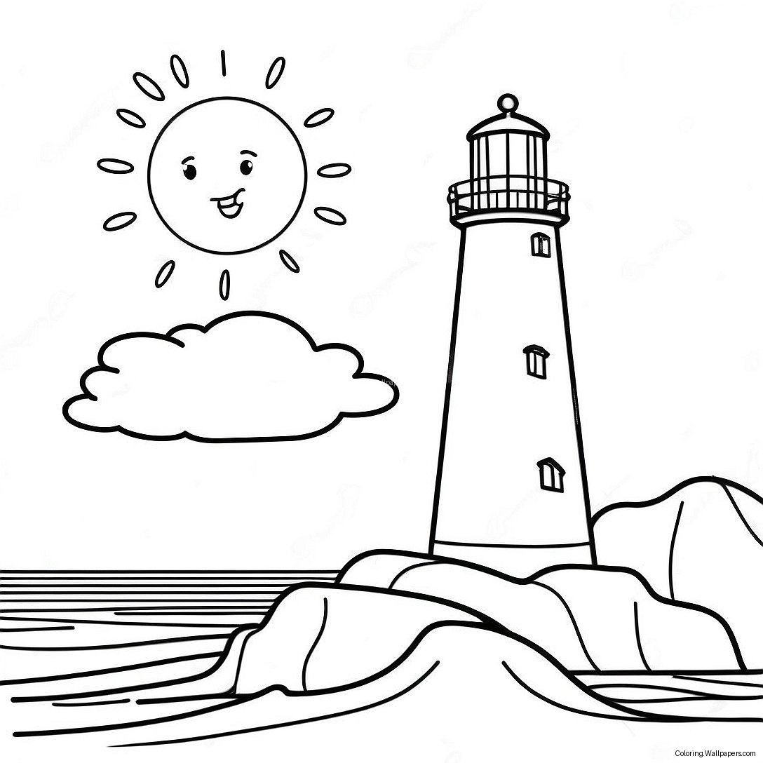 Lighthouse At Sunset Coloring Page 29227