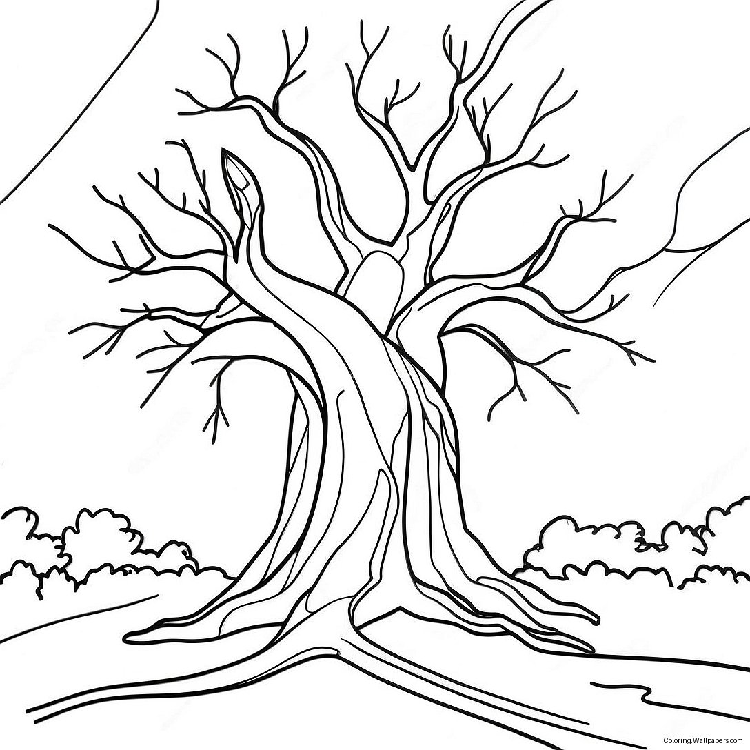 Lightning Striking Tree Coloring Page 25574