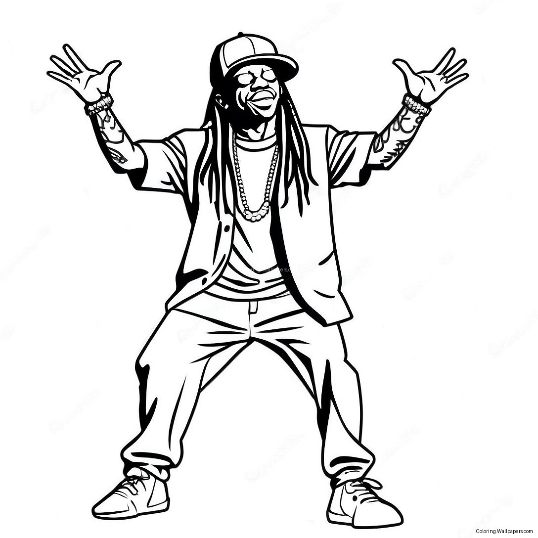 Pagini De Colorat Cu Lil Wayne Pe Scenă 48390