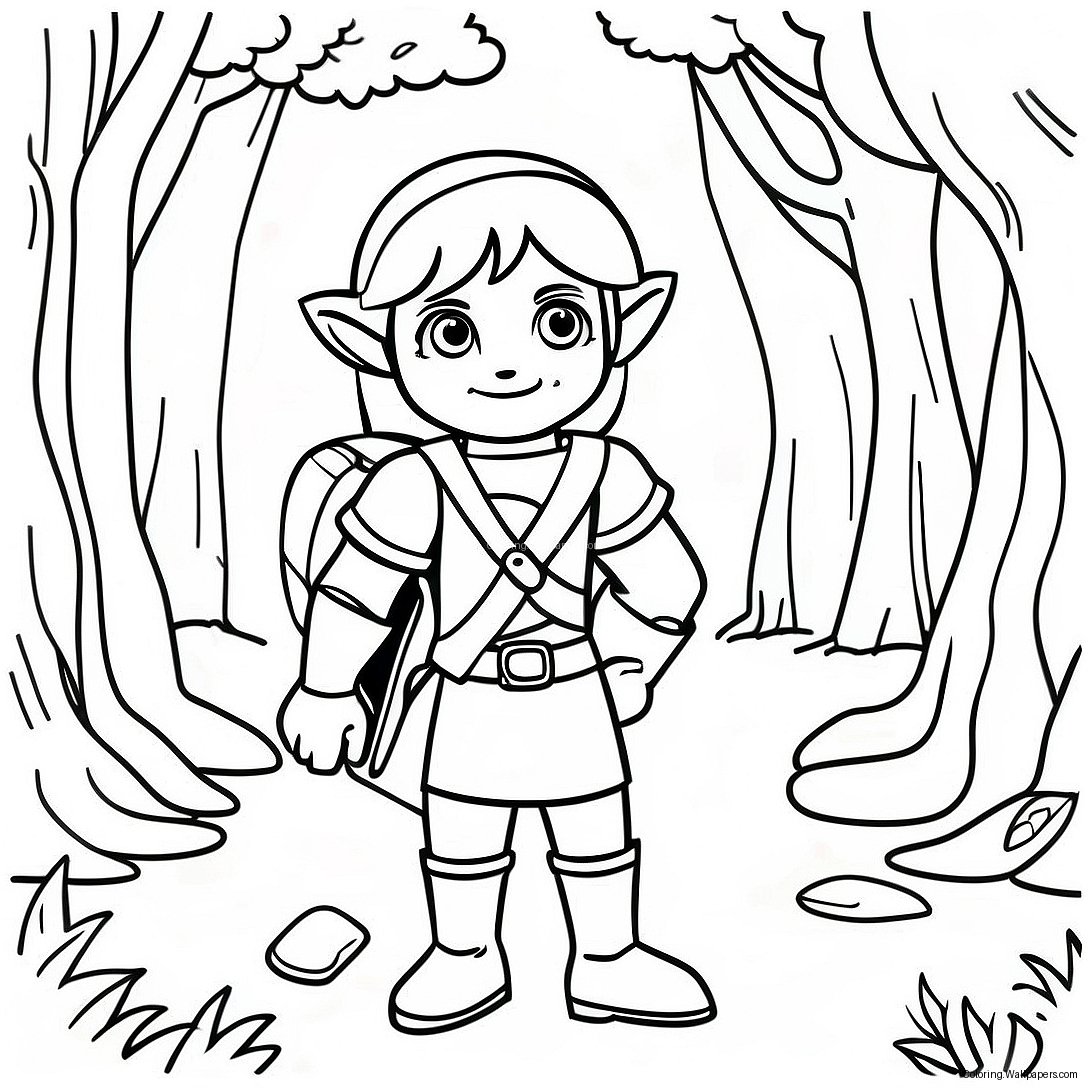 Link In A Majestic Forest Coloring Page 57205