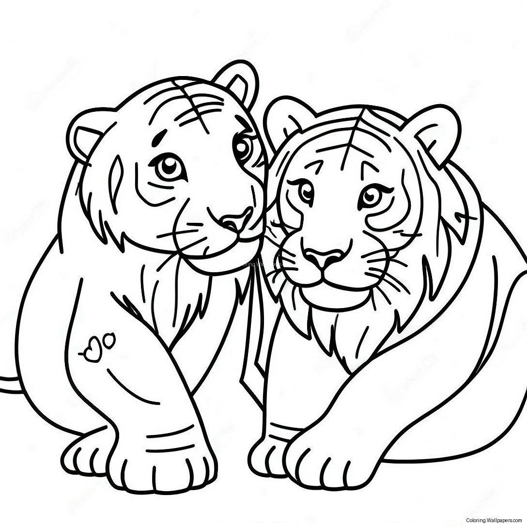 Lion And Tiger Coloring Page 46954