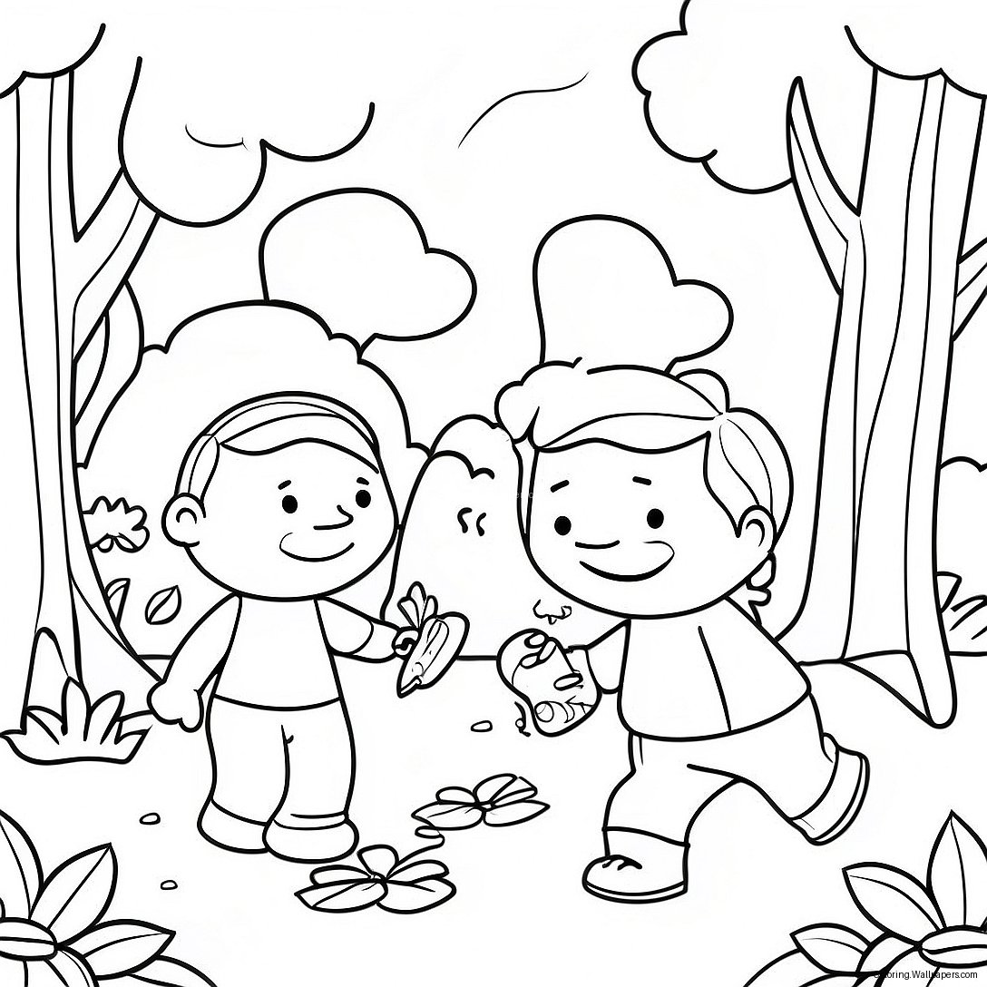 Little People Playing In The Park Coloring Page 20849