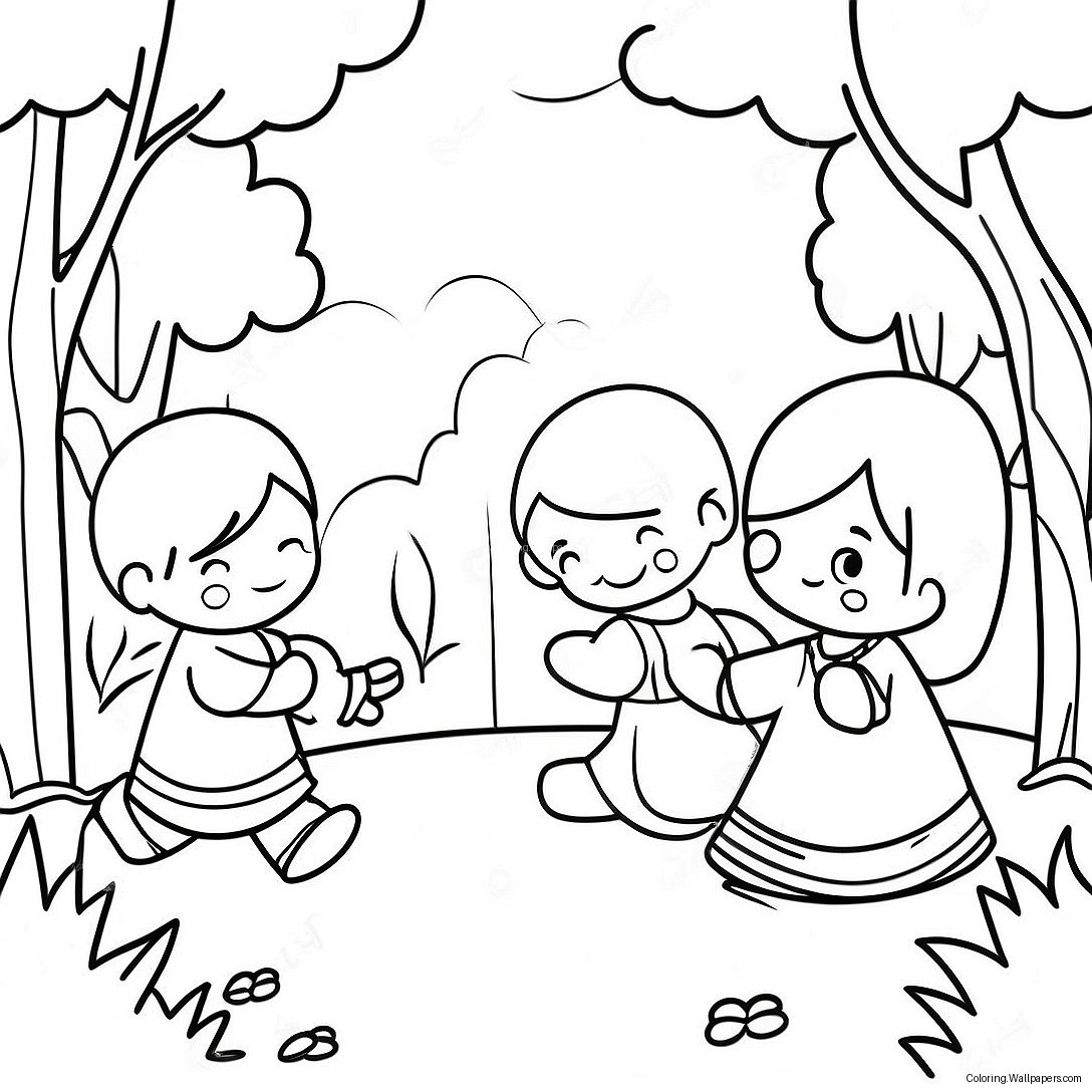 Little People Playing In The Park Coloring Page 20850