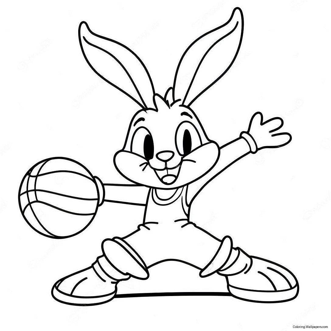 Pagină De Colorat Lola Bunny Jucând Baschet 11131