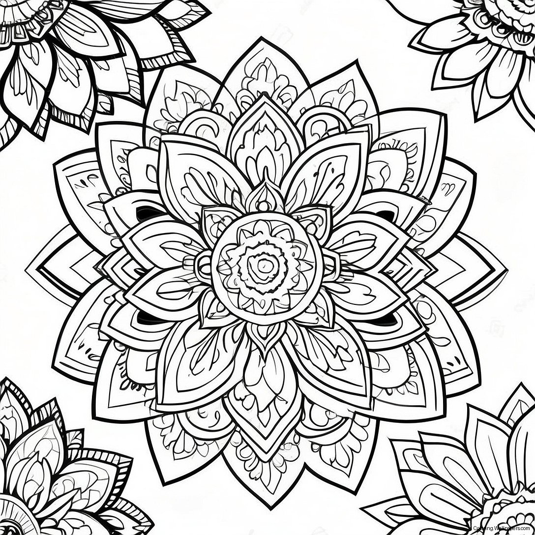 Lotus-Kukka Mandala Värityssivu 58925