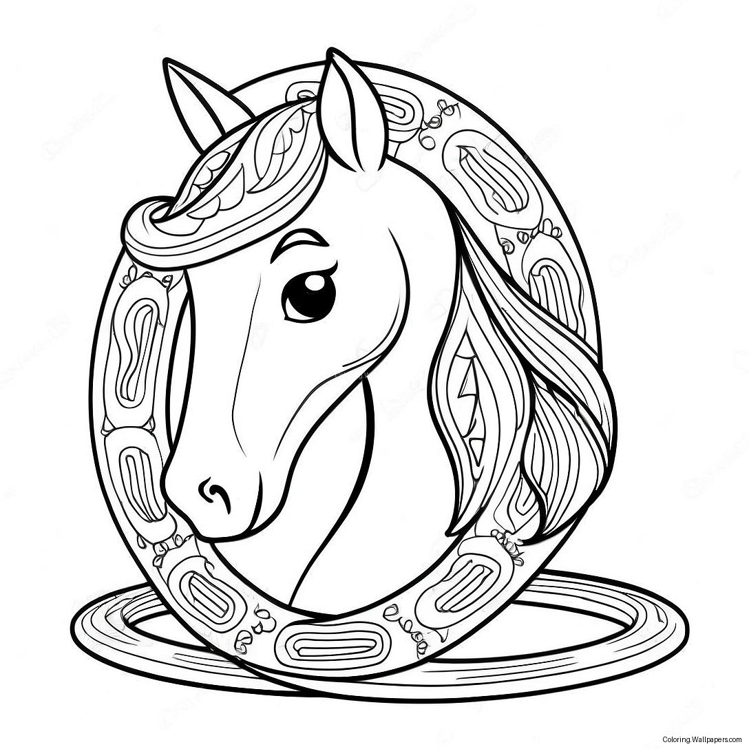 Lucky Horse Shoe Coloring Page 35412