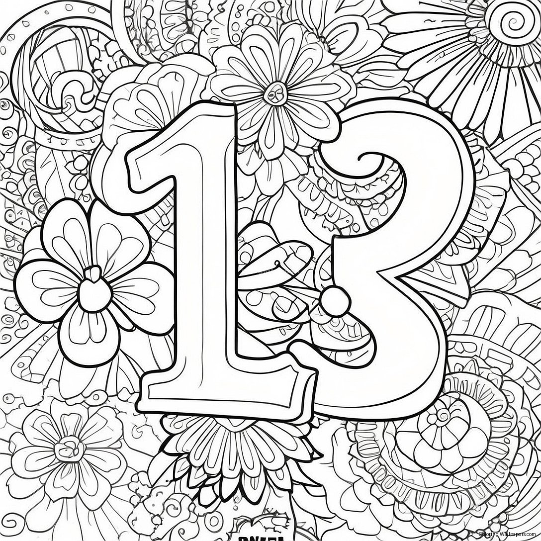 Lucky Number 13 Coloring Page 54755