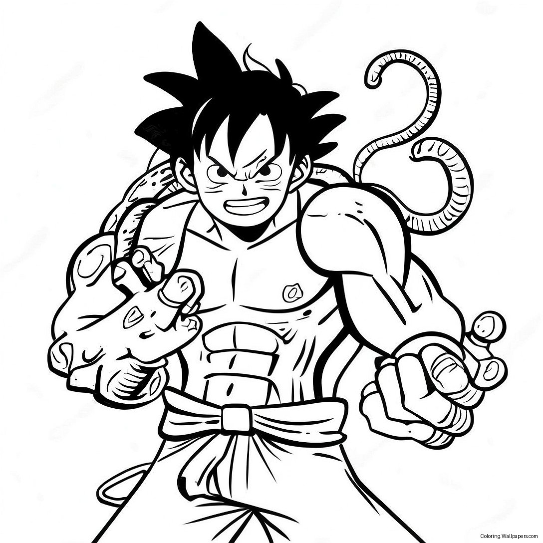 Luffy Gear 4 Snakeman Action Pose Coloring Page 41293