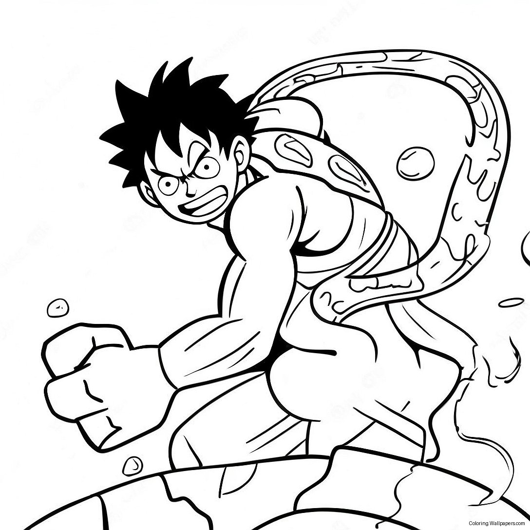 Luffy Gear 4 Snakeman Battle Scene Coloring Page 41311