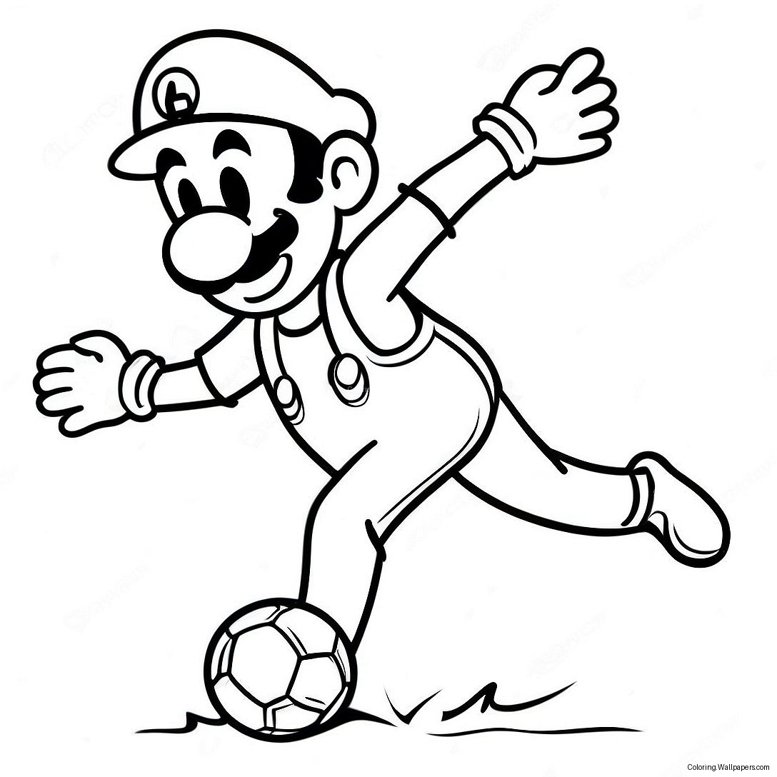 Luigi Die Een Voetbal Schopt Kleurplaat 27517