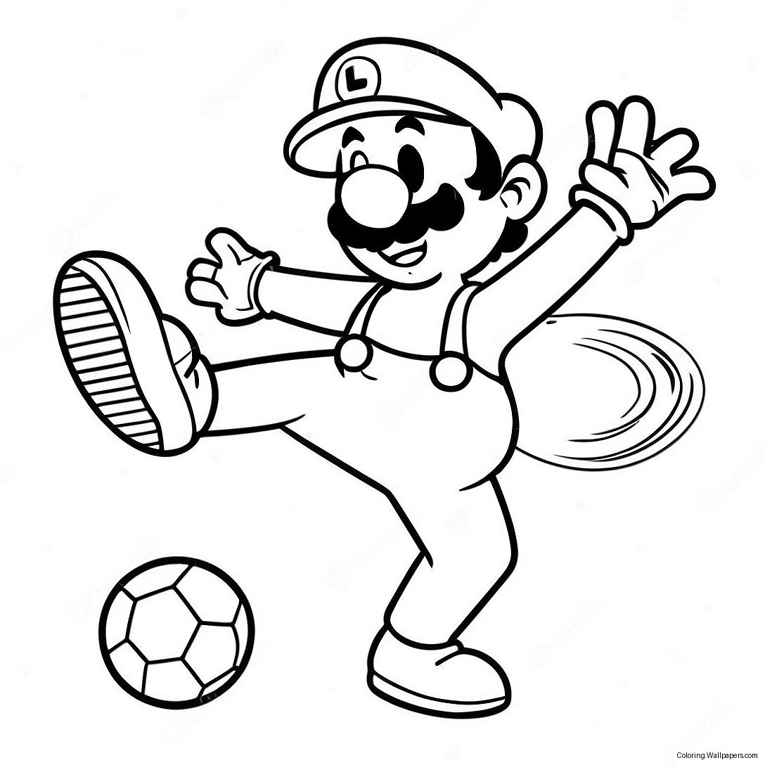 Luigi Die Een Voetbal Schopt Kleurplaat 27519