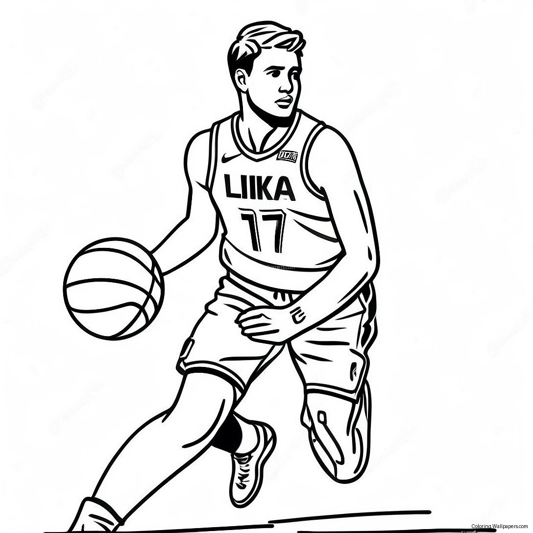 Luka Doncic Dribbling Basketball Coloring Page 32038