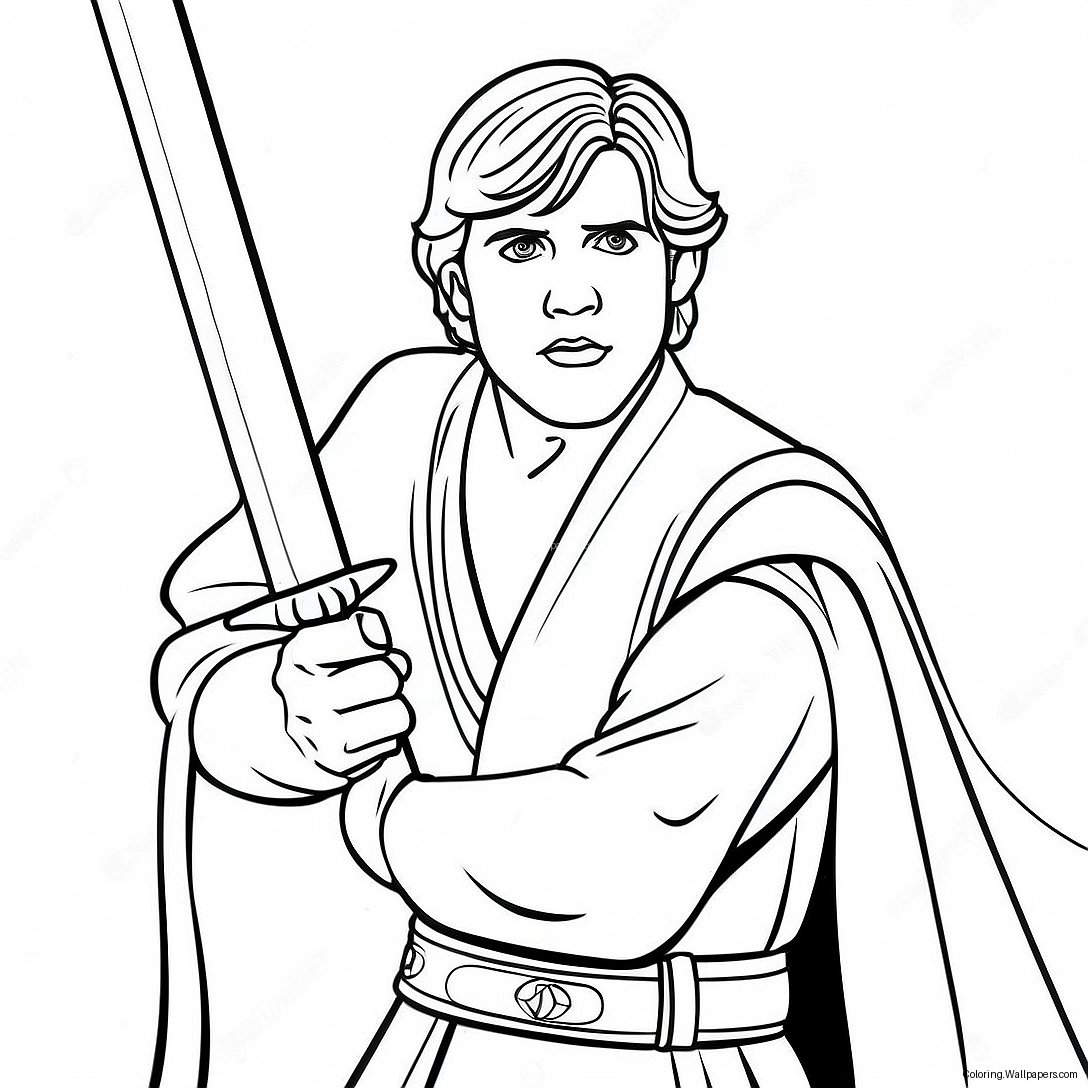 Page À Colorier De Luke Avec Un Sabre Laser 46119