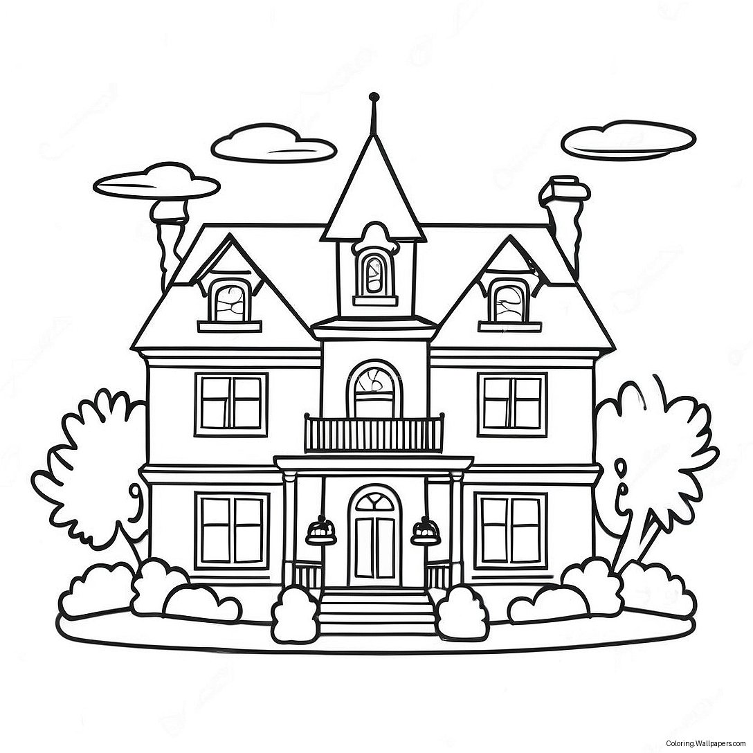 Luxury Dream House Mansion Coloring Page 32562