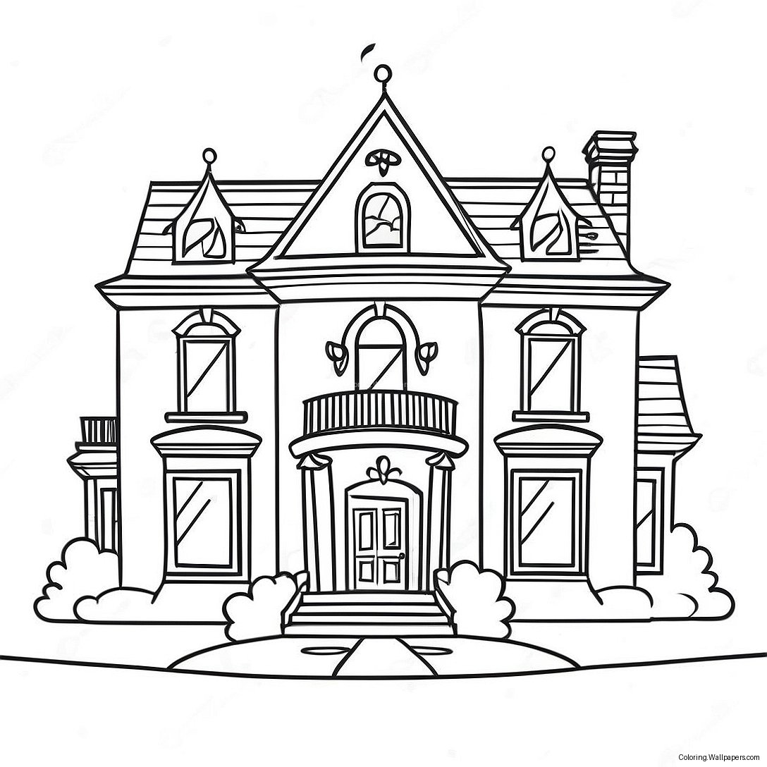 Luxury Dream House Mansion Coloring Page 32564