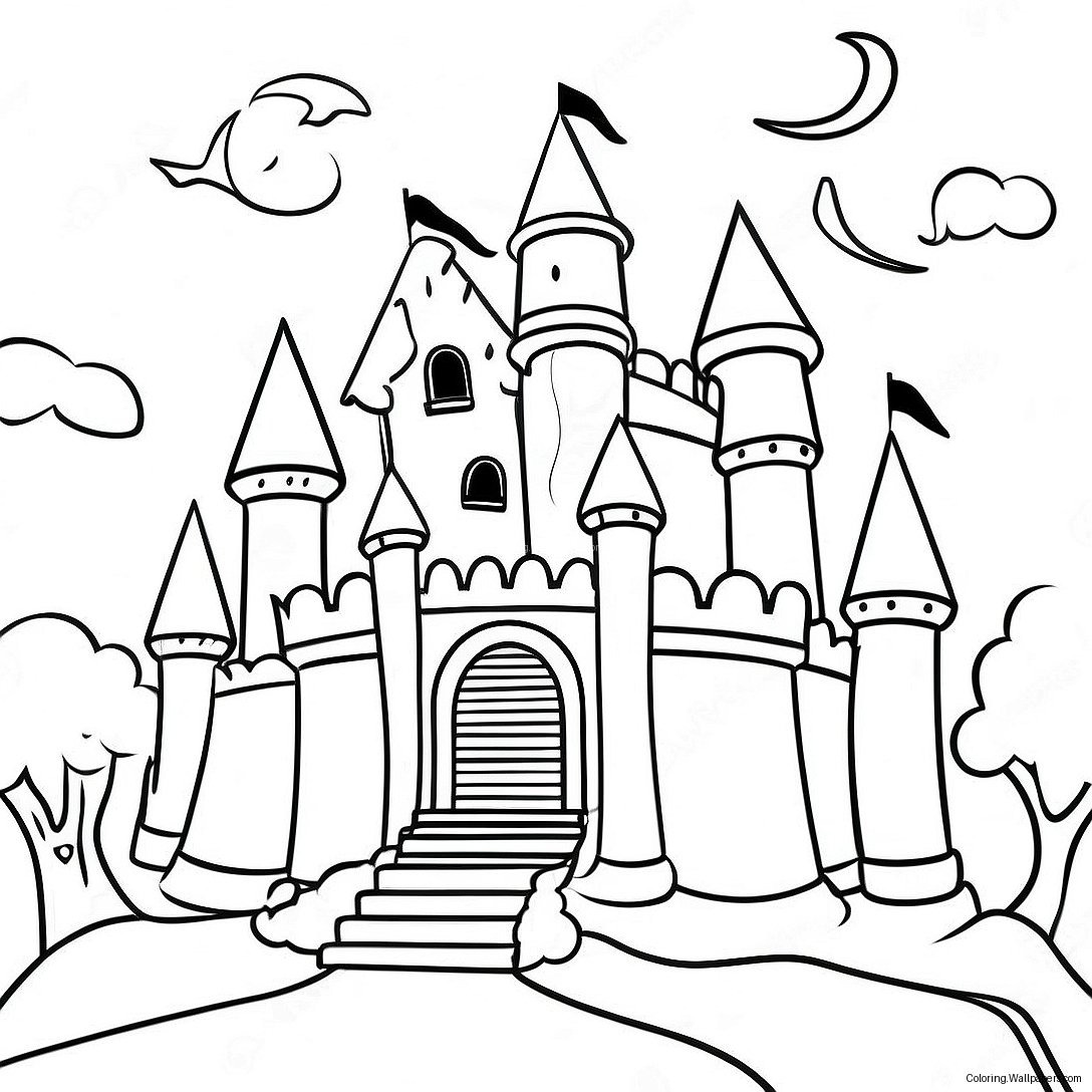 Magical Castle Scene Coloring Page 32884