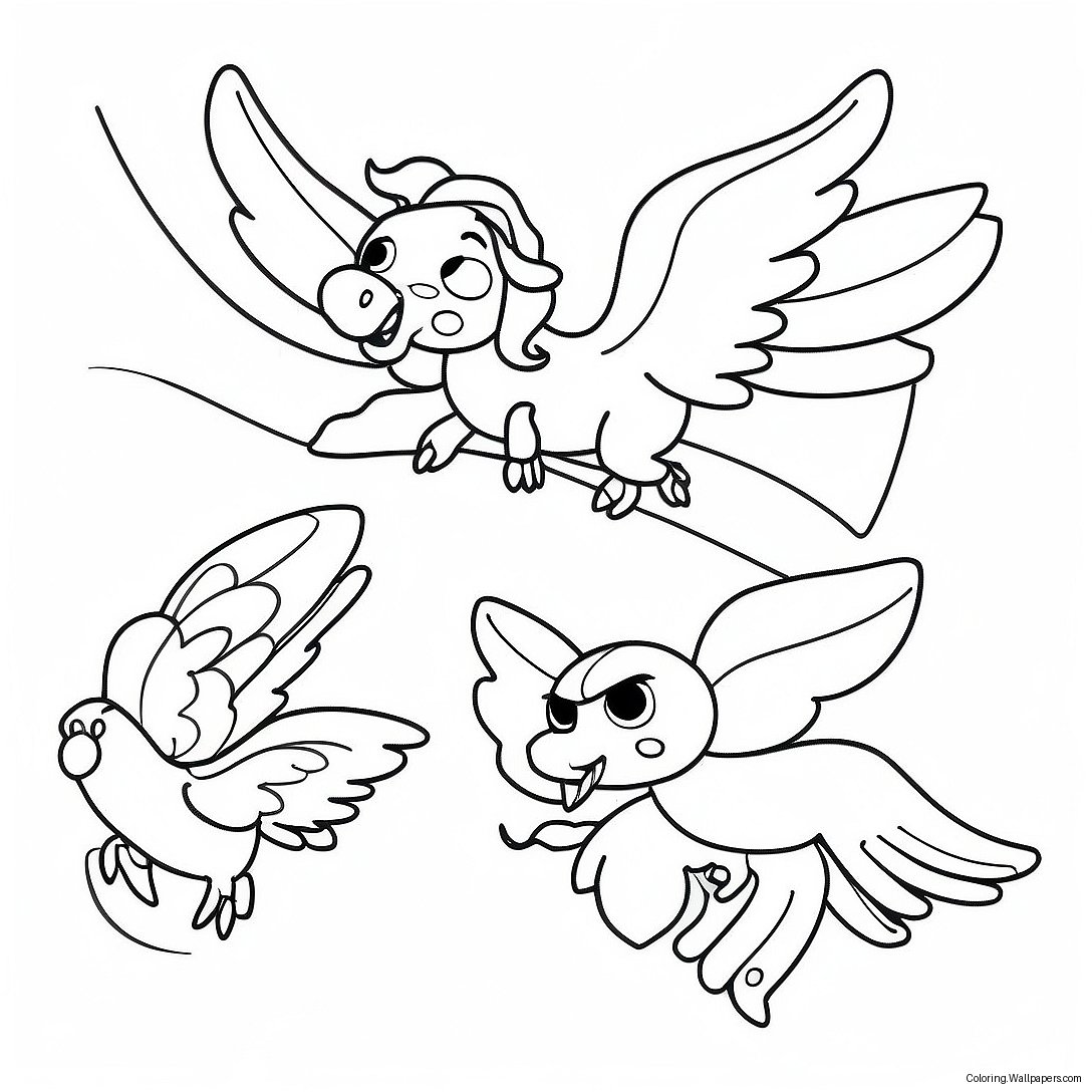 Magical Creatures In Flight Coloring Page 45556