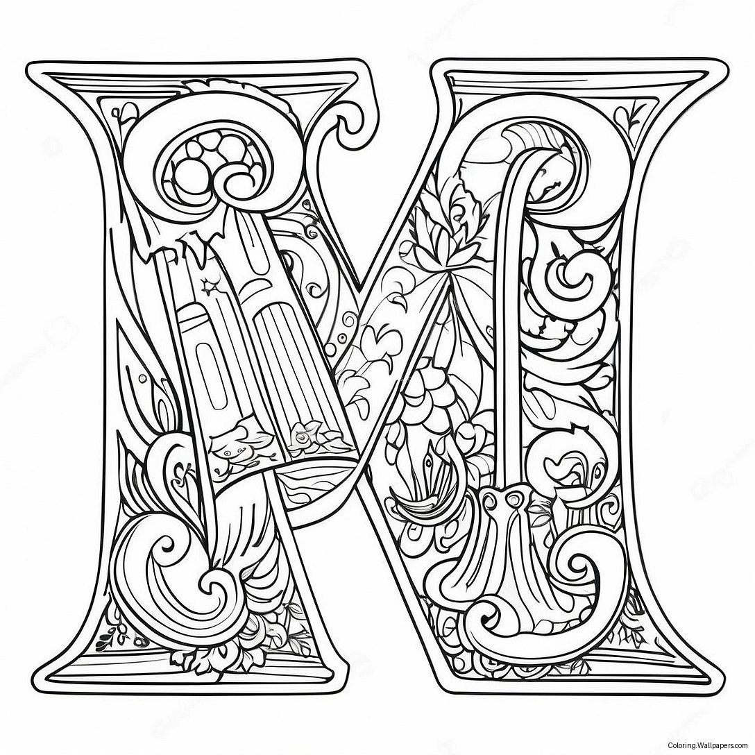 Magical Letter M Coloring Page 1120